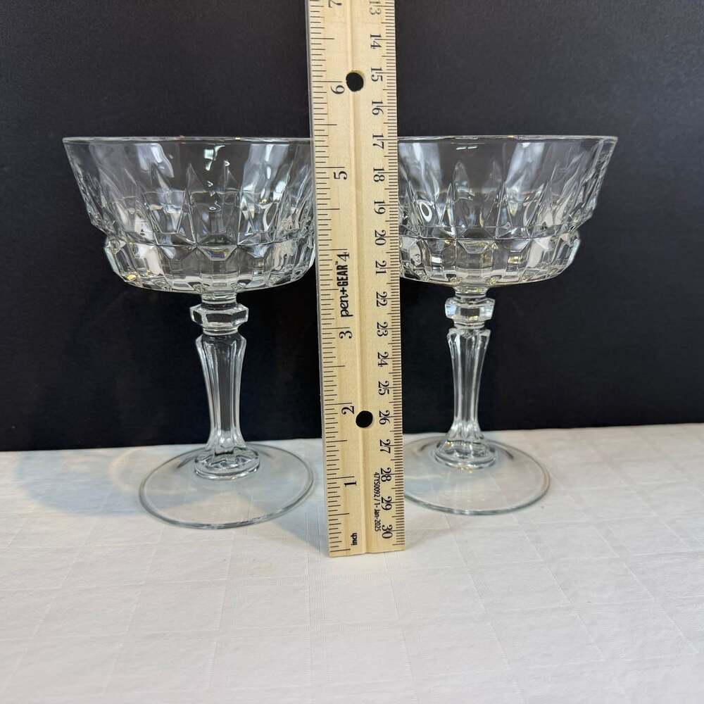 Vtg Cristal D'Arques-Durand Chantelle Clear Glass Goblets Champagne set of 2